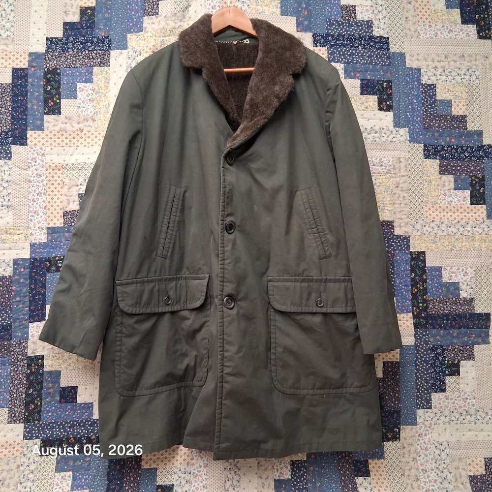 True Vintage 50s Great Western Coat Mens 46 Olive Alpaca Pile Lined Workwear USA